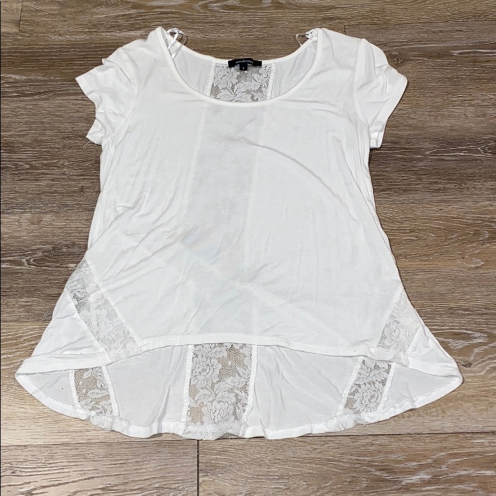 White flowy lace shirt